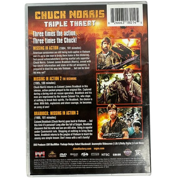 Chuck Norris Triple Threat 1984-1988 DVD MGM Action Collection R Includes 3 Movi - Picture 2 of 7